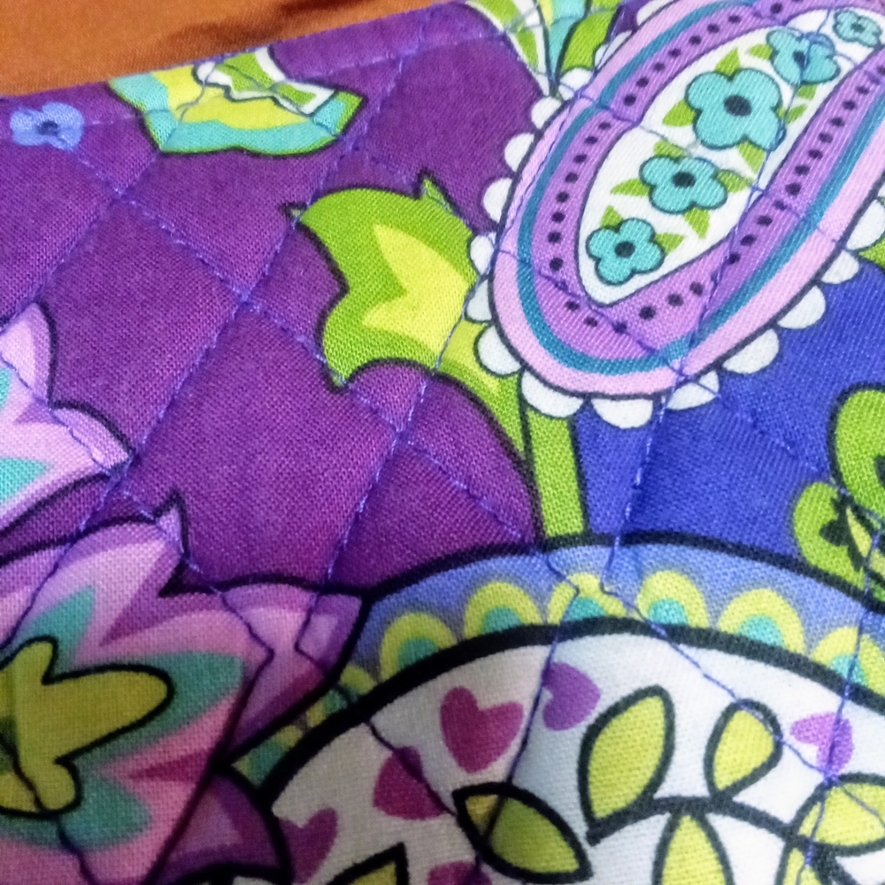 Vera Bradley Purple and Green Quilted Wristlet - Picture 2 of 4